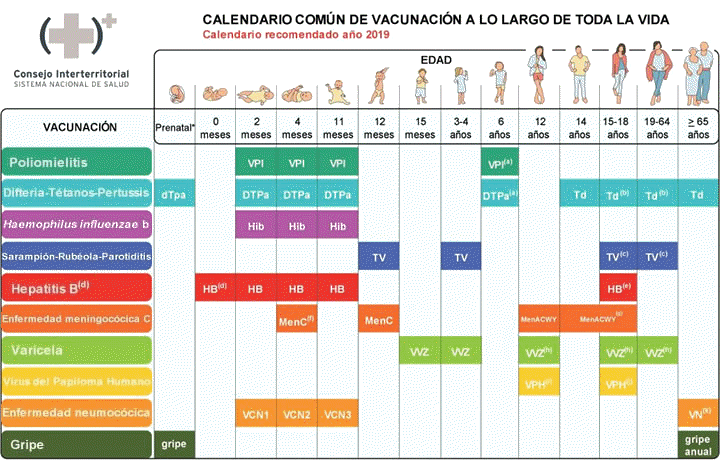 Calendario Comn de Vacunacin a lo largo de toda la vida