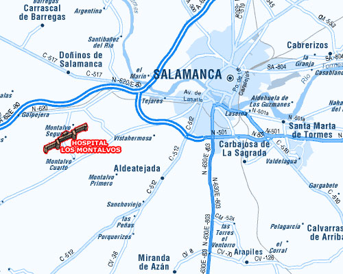 Mapa de Carreteras de Acceso al Hospital